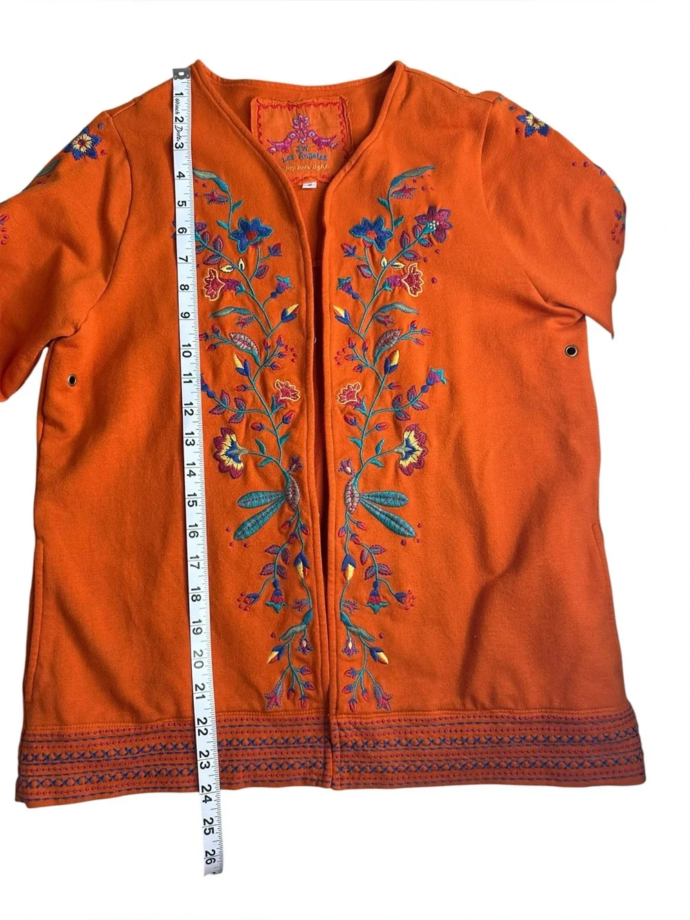 JW Los Angeles Women’s Orange Embroidered Jacket. Size Small.